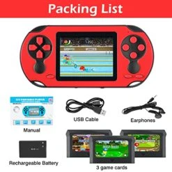 TaddToy 16 Bit Handheld Game Console For Kids Adults, 3.0'' Large Screen Preloaded 230 HD Classic Retro Video Games With USB Rechargeable Battery & 3 Game Cartridges For Birthday Gift For Kids 4-12 -Folkmanis Toys Shop 51GCLKODQxL