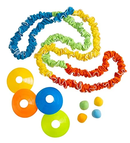 HearthSong Multi-Way Tug-of-War Game With 14 Foot Elastic Band, Four Cones And Four Balls 6 HearthSong Multi-Way Tug-of-War Game With 14 Foot Elastic Band, Four Cones And Four Balls - Image 4