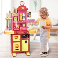 Play Kitchen Set For Kids - 46 PCS Jumbo Kitchen Playset Pretend Toys Food With Real Lights & Sounds And Spray For Kitchen Cooking Playset, Kids Kitchen Playset For Toddlers Girls Boys Great Gift -Folkmanis Toys Shop 51GI40dgoGL. AC