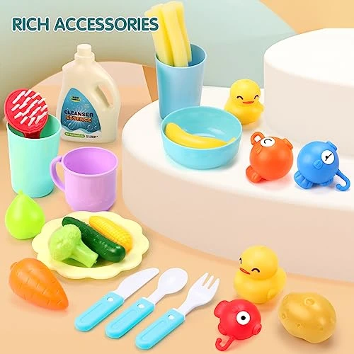 Qizebaby Kids Play Kitchen Sink With Running Water, Electronic Kitchen Dishwasher Toys With Automatic Water Cycle System, Fishing Game Toys And Pretend Role Kitchen Sink Toy Gift For Boys Girls Age 2+ 8 Qizebaby Kids Play Kitchen Sink With Running Water, Electronic Kitchen Dishwasher Toys With Automatic Water Cycle System, Fishing Game Toys And Pretend Role Kitchen Sink Toy Gift For Boys Girls Age 2+ - Image 6