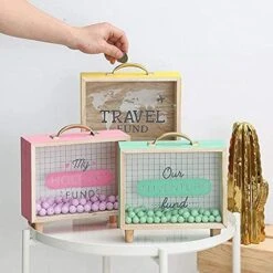 Bsetain Piggy Bank Children's Toy Money Box Wooden Frame Piggy Bank Creative Money Savings Bank Currency Bank Natural Wood Coin Bank Desk Decoration Piggy Banks Furniture Games (Color : Pink) -Folkmanis Toys Shop 51GJiKLlPPL