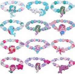 JOTIKO 20 Psc Bracelets For Little Girls - Princess Birthday Party Favors Goodie Bag Pinata Stuffers, Cute Friendship Rainbow Beaded Bracelet Play Jewelry Unicorn Mermaid Animals Wooden Charms Classroom Exchange Gifts -Folkmanis Toys Shop 51GMK0Fm2mL. AC
