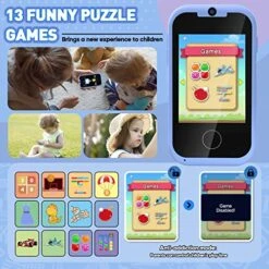 Lizzbey Kids Phone Toys For Toddlers 3-5,Christmas Birthday Gifts For Boys Girls Ages 3-6,Portable Touchscreen Play Phone For Kids MP3 Music Player With Camera SD Card-Blue -Folkmanis Toys Shop 51GOHg4WstL