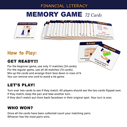 Financial Literacy Memory Matching Game, Fun And Educational Game For Children And Families, Financial Literacy Flashcards For Kids And Beginners 7 Financial Literacy Memory Matching Game, Fun And Educational Game For Children And Families, Financial Literacy Flashcards For Kids And Beginners - Image 5