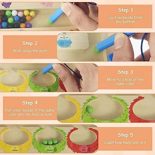 Hcqxnsl Magnetic Color And Number Maze,Toddler Wooden Magnet Board Puzzles Toy With Magnetic Pen Color Matching Sorting Game Educational Matching Games Fine Motor Skills Toys For Kids Boys Girls 4 Hcqxnsl Magnetic Color And Number Maze,Toddler Wooden Magnet Board Puzzles Toy With Magnetic Pen Color Matching Sorting Game Educational Matching Games Fine Motor Skills Toys For Kids Boys Girls - Image 2