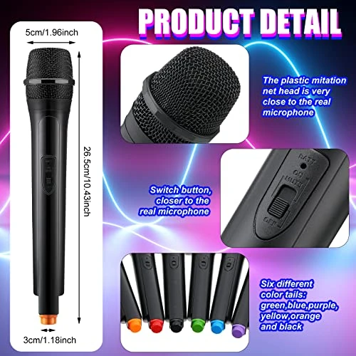 Fake Microphone Prop Toy Plastic Microphone Prop Halloween Play Pretend Microphone Toy For Karaoke Costume Cosplay Reporter Stage Birthday Party Favors, 10.4 In (6 Pieces) 4 Fake Microphone Prop Toy Plastic Microphone Prop Halloween Play Pretend Microphone Toy For Karaoke Costume Cosplay Reporter Stage Birthday Party Favors, 10.4 In (6 Pieces) - Image 2