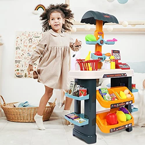 Muuxien Pretend Toys Girls Age 6 Grocery Game Store Children’S Gifts Girl Supermarket Kitchen Toy Set With Scanner And Accessories, Pretend Game Food Shopping Money Gift Cards Children 7 Muuxien Pretend Toys Girls Age 6 Grocery Game Store Children’S Gifts Girl Supermarket Kitchen Toy Set With Scanner And Accessories, Pretend Game Food Shopping Money Gift Cards Children - Image 5