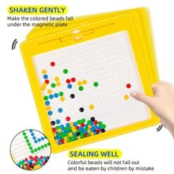 Magnetic Drawing Board For Toddlers, Magnetic Dot Board With Magnet Pen & Beads, Doodle Board Montessori Toys, Magnetic Puzzles Travel Toys Gifts For Kids 3 4 5 6 7 Boys Girls (12.5" Large) -Folkmanis Toys Shop 51Gx49YFyVL