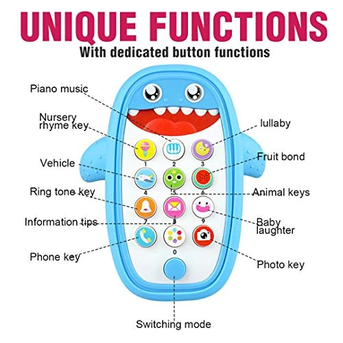 KCWAYS Baby Cell Phone Toy With Removable Silicone Teether Cover, Music, Lights And Games For Learning And Play | Toy Phone For 1,2,3,4 Years Old Toddlers Boys And Girls (Teether Toy Phone - Blue) 4 KCWAYS Baby Cell Phone Toy With Removable Silicone Teether Cover, Music, Lights And Games For Learning And Play | Toy Phone For 1,2,3,4 Years Old Toddlers Boys And Girls (Teether Toy Phone - Blue) - Image 2