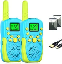 POKPOW Walkie Talkies For Kids Rechargeable 2 Pack Long Range 22 Channels 2 Way Radio Outdoor Kids Toys For Ages 3-12 Camping Hiking Birthday Xmas Easter Gifts For Boys Girls (Blue Pink) 23 POKPOW Walkie Talkies For Kids Rechargeable 2 Pack Long Range 22 Channels 2 Way Radio Outdoor Kids Toys For Ages 3-12 Camping Hiking Birthday Xmas Easter Gifts For Boys Girls (Blue Pink) -Folkmanis Toys Shop 51H8mAR6IJL. AC