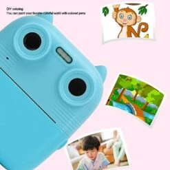 Kids Digital Print Camera, HD 1080P Selfie Video Camera With 48 Megapixels, InstantPrint Camera For Kids Christmas Birthday Gifts For Girls Boys (Sky Blue) -Folkmanis Toys Shop 51HBHd5OsbL