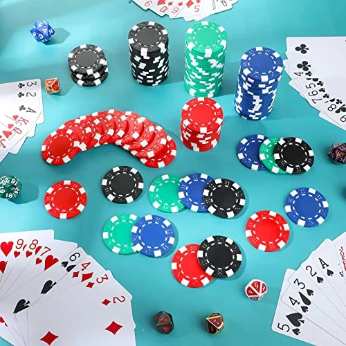 Jerify 200 Pieces Dice Striped Poker Chips Plastic Colorful Poker Chips Travel Poker Set For Card Blackjack Games Homes Parties, 4 Colors 5 Jerify 200 Pieces Dice Striped Poker Chips Plastic Colorful Poker Chips Travel Poker Set For Card Blackjack Games Homes Parties, 4 Colors - Image 3