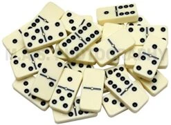 Double 6 Jumbo Size Faux Tiles With Spinner In Wooden Box - Cream -Folkmanis Toys Shop 51HNrVrJGzL