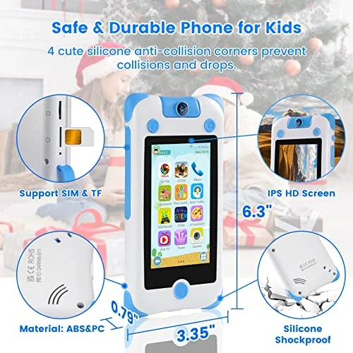 Kids Phone Support Calls And Messenger Learning Kids Cell Phone With Games Toy Phone For Kids Parental Control Toddler Phone With Camera WiFi Aged 3-8 Support 30+ Languages-Blue 5 Kids Phone Support Calls And Messenger Learning Kids Cell Phone With Games Toy Phone For Kids Parental Control Toddler Phone With Camera WiFi Aged 3-8 Support 30+ Languages-Blue - Image 3