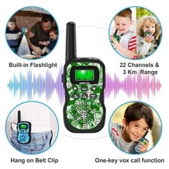Caferria 3 Pack Walkie Talkies For Kids, 3 KMs Range Kids Walkie Talkies With 22 Channel 2 Way Radio, Kids Toys With Backlit LCD Flashlight, Toys For Boys And Girls Outdoor Adventure, Camping, Hiking