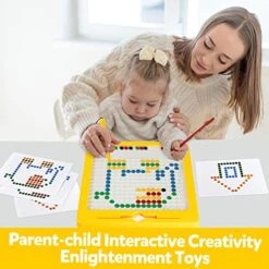 Magnetic Drawing Board For Toddlers Jumbo Magnetic Doodle Board With Magnetic Pen And Beads Magnetic Dot Art Educational Toddler Toys Travel Toys For 3 4 5 Year Old Boys Girls (12.5"x12.5") -Folkmanis Toys Shop 51Hea6rU7DL