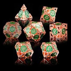 Cttasty DND Dice Set Hollow Metal Dice Set Handmade 7pcs Polyhedral Dice Set DND RPG MTG Role Playing Game Dice Set D&D Dice With Gift Case For DND Dungeons And Dragon (Green Gold) -Folkmanis Toys Shop 51Hhsn0jRZL. AC