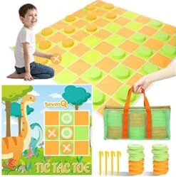 SevenQ Games For Family Fun 2-in-1 Giant Checkers Board Game & Tic Tac Toe Game With 24 Big Foam Discs-Washable Mat And Mesh Storage Bag-Ideal For Yard And Family Gatherings 12 SevenQ Games For Family Fun 2-in-1 Giant Checkers Board Game & Tic Tac Toe Game With 24 Big Foam Discs-Washable Mat And Mesh Storage Bag-Ideal For Yard And Family Gatherings -Folkmanis Toys Shop 51HjTG7fJpL. AC