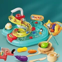 Play Sink With Running Water, 3in1 Toddler Water Toys Play Kitchen With Fishing Toys/Track/Fake Food/Tableware For Toddlers 1-3 Kitchen Toy Sink Toy Accessories-Blue 14 Play Sink With Running Water, 3in1 Toddler Water Toys Play Kitchen With Fishing Toys/Track/Fake Food/Tableware For Toddlers 1-3 Kitchen Toy Sink Toy Accessories-Blue -Folkmanis Toys Shop 51I145ZUmL. AC
