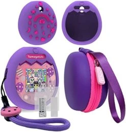 JCHPINE Hard Carrying Case And Silicone Cover Compatible With Tamagotchi Pix Interactive Virtual Pet Game Machine, Screen Film Protector For Tamagotchi Pix Accessories (Purple) 23 JCHPINE Hard Carrying Case And Silicone Cover Compatible With Tamagotchi Pix Interactive Virtual Pet Game Machine, Screen Film Protector For Tamagotchi Pix Accessories (Purple) -Folkmanis Toys Shop 51I4RJLoIVL. AC 1