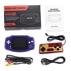 DREAMHAX Two Players Retro Game Console + Game Pad, With 2.8 Inch Screen 400 Retro Games, Double Players Rechargeable TV Connectable, Handheld Game Console Video Games (Purple) -Folkmanis Toys Shop 51I5HIK6r7L