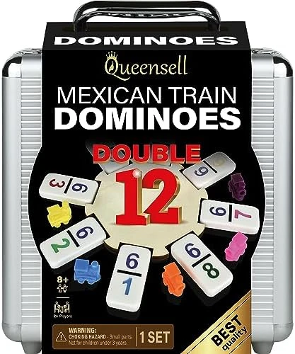 Queensell Mexican Train Dominoes Set For Adults With Wooden Hub, Tile Board Game - Dominos Set For Classic Board Games - Double 12 Dominoes Set For Family Games (Double 12) 9 Queensell Mexican Train Dominoes Set For Adults With Wooden Hub, Tile Board Game - Dominos Set For Classic Board Games - Double 12 Dominoes Set For Family Games (Double 12) - Image 7
