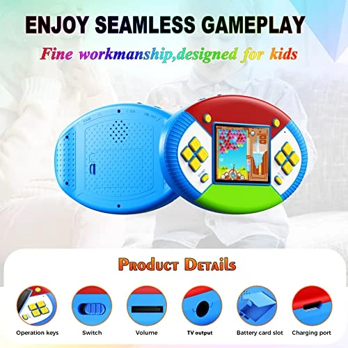 Beijue Kids Games Console Toys With 220 16 Bit Video Games,Handheld Gaming Consoles Stuff For Boys And Girls,Portable Rechargeable Family Retro Games Center Party Favors Christmas Birthday Gift (Blue) 6 Beijue Kids Games Console Toys With 220 16 Bit Video Games,Handheld Gaming Consoles Stuff For Boys And Girls,Portable Rechargeable Family Retro Games Center Party Favors Christmas Birthday Gift (Blue) - Image 4