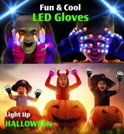 The Noodley Flashing LED Light Gloves Kids And Teen Sized With Extra Batteries Finger Toy Cosplay Halloween Costume Accessory Boys And Girls - Ages 8-12 (Medium, Black) -Folkmanis Toys Shop 51ID7u9cDsL