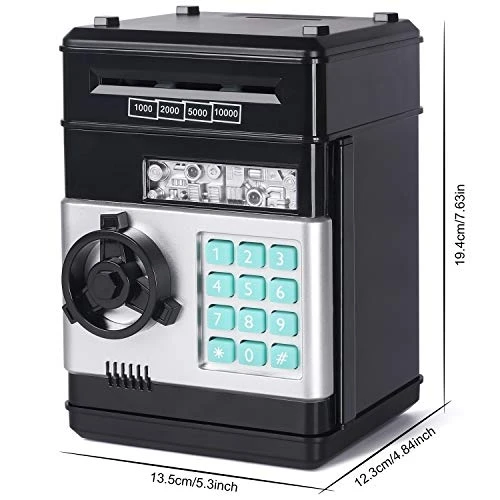 KMiKE Electronic Piggy Bank For Kids Cash Coin Cartoon ATM Money Saver Coin Bank For Kids With Password Great Gift Toy For Kids Children (Black) 5 KMiKE Electronic Piggy Bank For Kids Cash Coin Cartoon ATM Money Saver Coin Bank For Kids With Password Great Gift Toy For Kids Children (Black) - Image 3