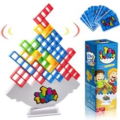 T'PUPU Tetra Tower Balancing Stacking Toys,Board Games For Kids & Adults,Tetris Balance Game Building Blocks,Perfect For Family Games, Parties, Travel