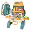 Toy Kitchen Food Set,3 In 1 Kitchen Pretend Play Bacpack,21pcs Play Kitchen For Toddlers,Backpackable Toy Schoolbag (Green)