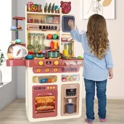 Play Kitchen Playset Pretend Food - Kitchen Toys For Toddlers, Toy Accessories Toddler Set W/Real Sounds And Light, Toddler Outdoor Playset For Kids, Girls & Boys -Folkmanis Toys Shop 51IGZfAlnKL