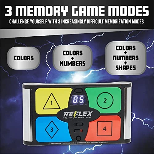 Paladone Lightning Reaction Reflex Shocking Memory Game - Electronic Memory Game For Kids And Adults With 3 Game Modes, 5 Levels, And Shock On/Off Switch 5 Paladone Lightning Reaction Reflex Shocking Memory Game - Electronic Memory Game For Kids And Adults With 3 Game Modes, 5 Levels, And Shock On/Off Switch - Image 3