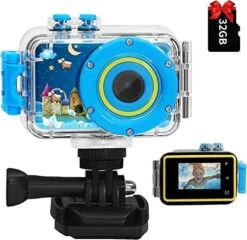 Underwater Kids Camera Toys For Kids 3-8 Boys Girls, Waterproof Kids Digital Camcorder Sports Video Camera, Toddler Kids Toys For 3 4 5 6 7 8 Year Old Birthday Gifts With 32GB SD Card(Blue) -Folkmanis Toys Shop 51IOXxgpHhL. AC
