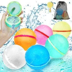 Water Balloons Reusable Outdoor Water Toys, Summer Fun For 7 8 9 10 Years Old Kids Outside Water Balls Toys, Water Games Self Sealing Quick Fill Water Balloons For Backyard For Swimming Pool - (6PCS)