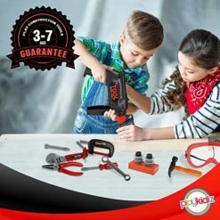 Playkidz Tool Box For Kids 22-Piece Boys & Girls Construction Toy Playset W/Carry Chest, Working Push Button Power Drill, Hammer, Screwdriver, Wrench, Pliers, Saw & Other Realistic Tools Ages 3+ 10 Playkidz Tool Box For Kids 22-Piece Boys & Girls Construction Toy Playset W/Carry Chest, Working Push Button Power Drill, Hammer, Screwdriver, Wrench, Pliers, Saw & Other Realistic Tools Ages 3+ -Folkmanis Toys Shop 51IReBD6PcL