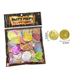Treasure Coin Halloween Toys 100pcs Coin Plastic Colorful Clown For Props Treasure Game Party Gold Coins Halloween Props Game Coins -Folkmanis Toys Shop 51ISDpMjh2L