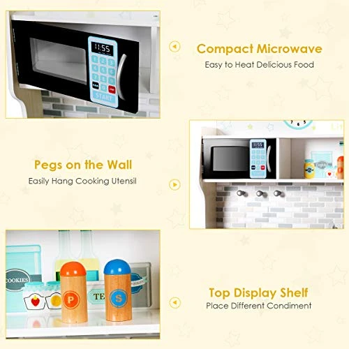 HONEY JOY Kids Kitchen Playset, Pretend Play Kitchen For Toddlers, Removable Sink, Microwave, Cookware, Large Storage Cabinet, Wooden Little Chef Toy Kitchen Set, Gift For Boys Girls 3+ (Gray) 5 HONEY JOY Kids Kitchen Playset, Pretend Play Kitchen For Toddlers, Removable Sink, Microwave, Cookware, Large Storage Cabinet, Wooden Little Chef Toy Kitchen Set, Gift For Boys Girls 3+ (Gray) - Image 3