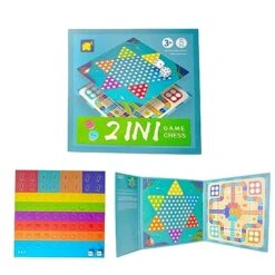 Andux 2 In 1 Magnetic Flight Chess Sets Book Style Travel Board Games Portable Chess Toys CXYXQ-04 (Flight Chess + Checkers)