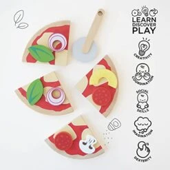Le Toy Van - Childrens Wood Pretend Play Food | Wooden Honeybake Pizza Pretend Food Toy Playset | Toy Kitchen Accessories Play Food Role Play Toy (TV279) -Folkmanis Toys Shop 51IZRcBsjIL