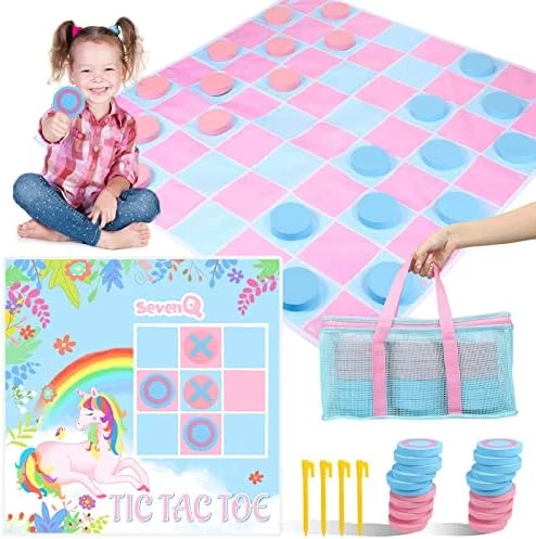 SevenQ Games For Family Fun 2-in-1 Giant Checkers Board Game & Tic Tac Toe Game With 24 Big Foam Discs-Washable Mat And Mesh Storage Bag-Ideal For Yard And Family Gatherings 8 SevenQ Games For Family Fun 2-in-1 Giant Checkers Board Game & Tic Tac Toe Game With 24 Big Foam Discs-Washable Mat And Mesh Storage Bag-Ideal For Yard And Family Gatherings - Image 6