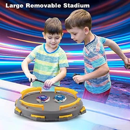 WNSULL Bey Stadium Metal Fusion Set-Battle Game With 1Stadium, 6 Battling Top Toys And 2 Launchers-Toy Gift For Boys Kids Ages 6 7 8 9 10 11 12 Years Old 4 WNSULL Bey Stadium Metal Fusion Set-Battle Game With 1Stadium, 6 Battling Top Toys And 2 Launchers-Toy Gift For Boys Kids Ages 6 7 8 9 10 11 12 Years Old - Image 2