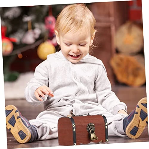 Vintage Decor 2 Pcs Piggy Bank Treasure Chest Storage Tank Retro Lock Child Wooden Solid Wood Retro Decor 9 Vintage Decor 2 Pcs Piggy Bank Treasure Chest Storage Tank Retro Lock Child Wooden Solid Wood Retro Decor - Image 7