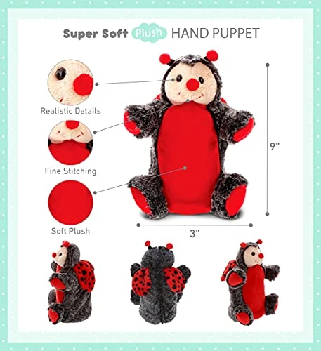 DolliBu Ladybug Plush Hand Puppet For Kids - Soft Plush Stuffed Animal Hand Puppet Toy For Puppet Show Games Puppet Theaters For Kids, Adult Cute Puppets Educational Toy To Teach Children & Toddlers 4 DolliBu Ladybug Plush Hand Puppet For Kids - Soft Plush Stuffed Animal Hand Puppet Toy For Puppet Show Games Puppet Theaters For Kids, Adult Cute Puppets Educational Toy To Teach Children & Toddlers - Image 2