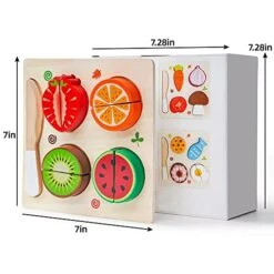 GRINNNIE Wooden Puzzles For Toddlers 3 4 5 Years Old, Montessori 4 PCS Kitchen Food Cutting Puzzle Set, Great Preschool Educational Pretend Play Toy For Girl And Boy Christmas Birthday… -Folkmanis Toys Shop 51J4hoHgedL