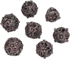 7Pcs Hollow Dice Kit,Copper Stool Portable Rolling Sculpting Metal Polygonal Dice Kit Suitable For Chessboard Games (Bloodstained) -Folkmanis Toys Shop 51JHkSeS3YL. AC
