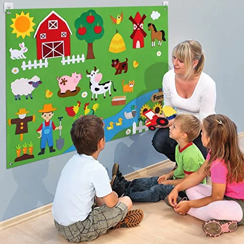 G.C Farm Animals Felt Board Story Set For Toddlers 84Pcs Preschool Storytelling Flannel Classroom Educational Learning Play Kit Wall Activity Hanging Gift For Kids - 40 Extra Stickers 5 G.C Farm Animals Felt Board Story Set For Toddlers 84Pcs Preschool Storytelling Flannel Classroom Educational Learning Play Kit Wall Activity Hanging Gift For Kids - 40 Extra Stickers - Image 3