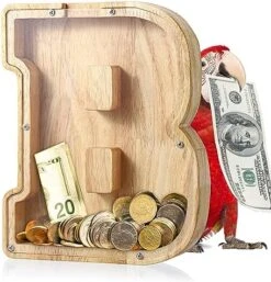 UBeesize Large Piggy Banks Twenty-Six English Alphabet Letter For Boys Girls, Wooden Personalized Bills And Coins Bank Money Box,DIY Name Birthday Gift,Bedroom Living Room Decoration(E) -Folkmanis Toys Shop 51JSx adxAL. AC
