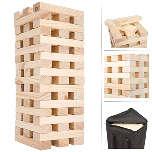 Hey! Play! Set Of 2 Outdoor Games For Adults And Family - Wood Blocks Stacking Game And Large Dice Set – Yard Game Set 8 Hey! Play! Set Of 2 Outdoor Games For Adults And Family - Wood Blocks Stacking Game And Large Dice Set – Yard Game Set - Image 6
