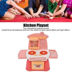 Drfeify Pretend Kitchen Game Set,Mini Size Kitchen Set With Sounds And Lights Educational Kids Cooking Toys Gifts Pretend Kitchen Game Set For Kids (888-19 Pink) -Folkmanis Toys Shop 51JZaiwyrRL